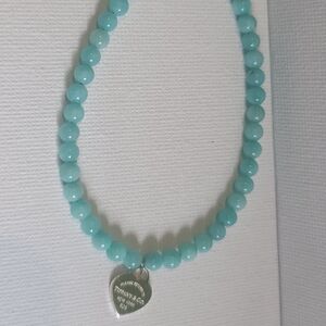 Tiffany amazonite bracelet with sterling silver charm